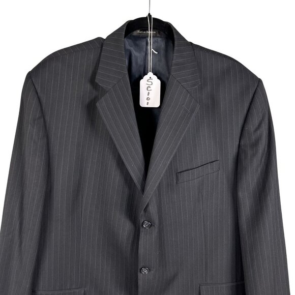 Calvin Klein Mens 44R Blue Pinstripe Wool Single Breasted Sport Coat Old Money - Picture 14 of 16
